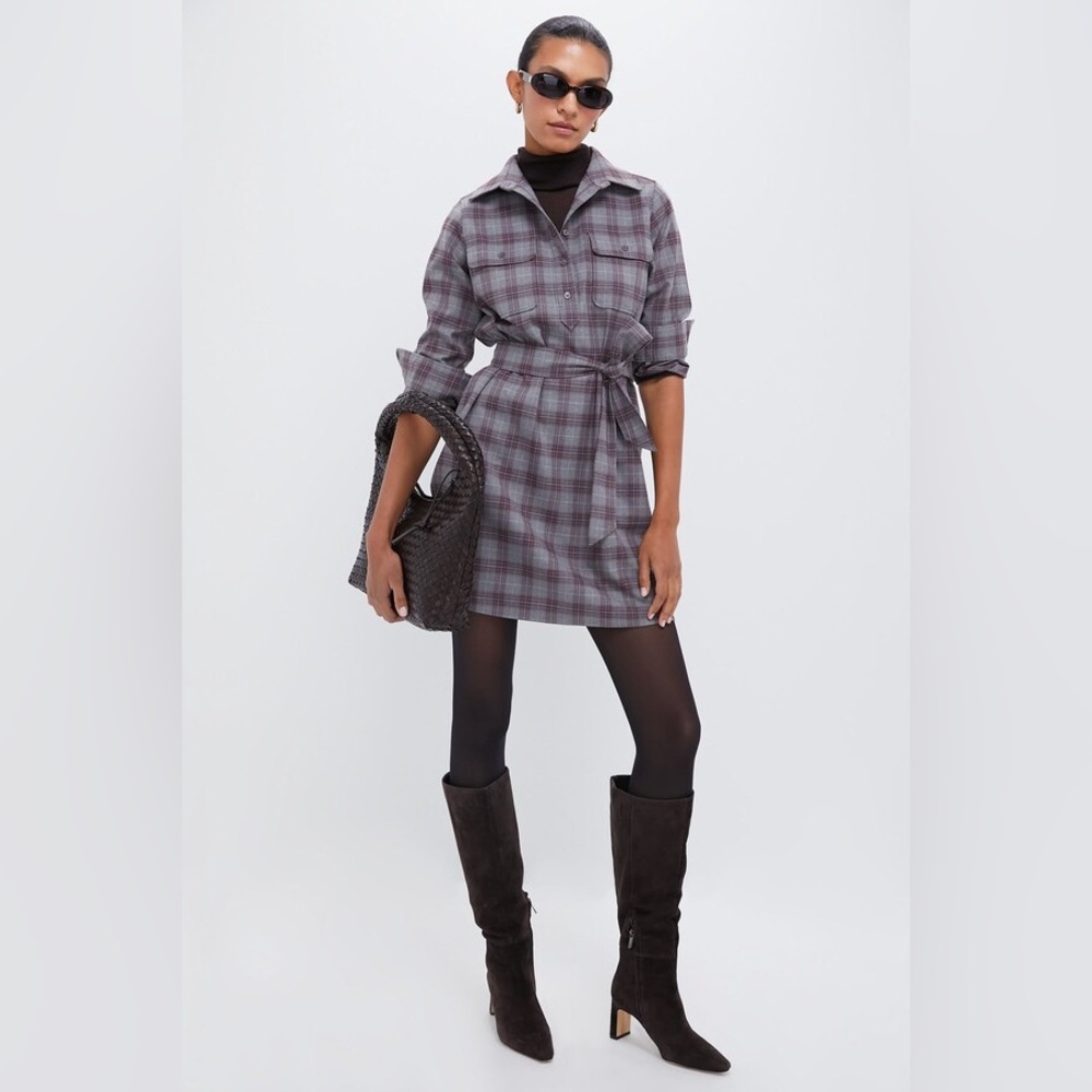 NWT Tuckernuck Plaid Mini Dress in Purple and Gray